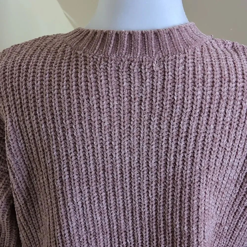 Zara Women's Small Pink Chunky Knit Crew Neck Sweater, New Without Tags - Picture 7 of 8